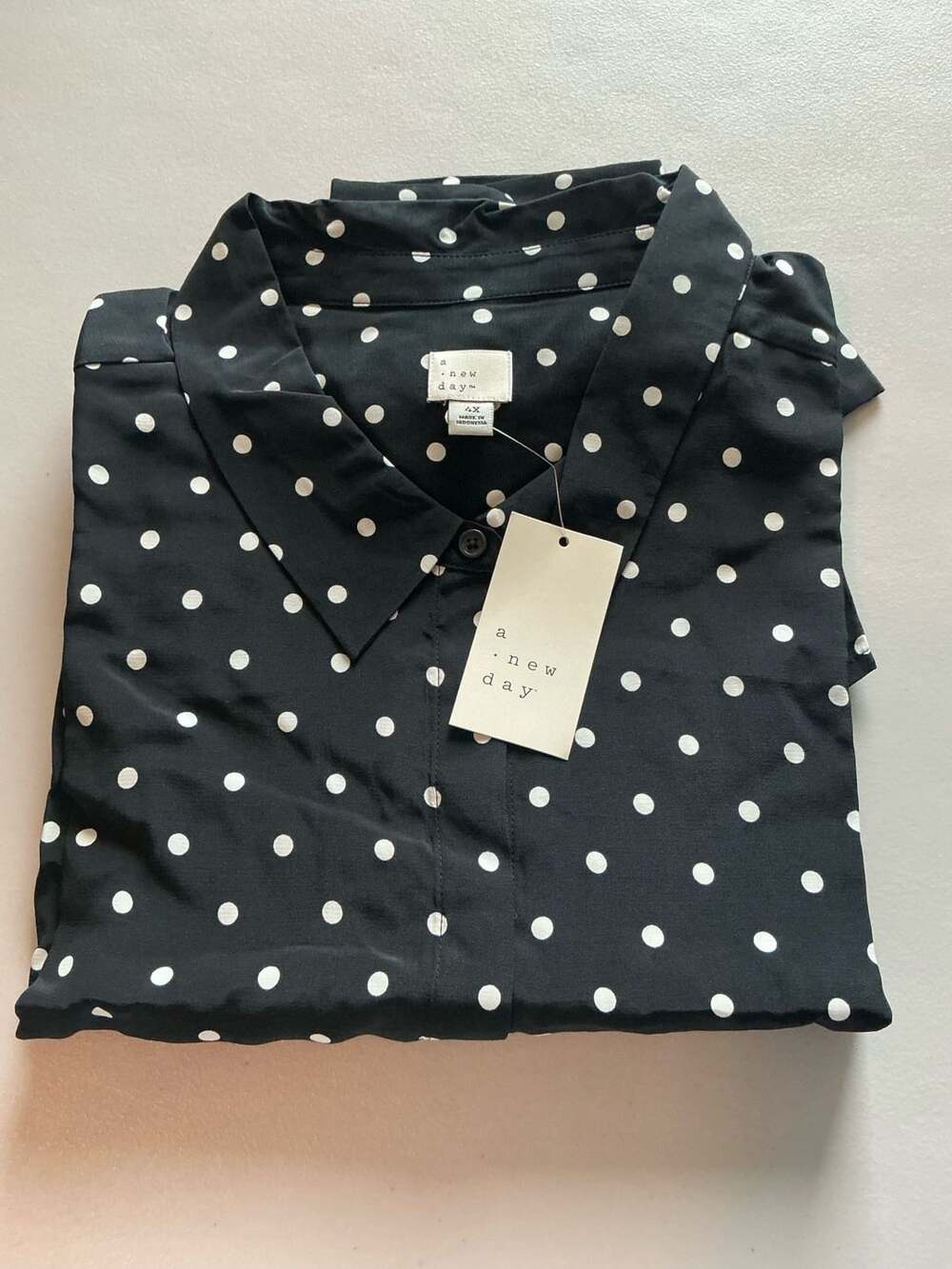 A New Day Polka Dot Long Sleeve Blouse Size 4X